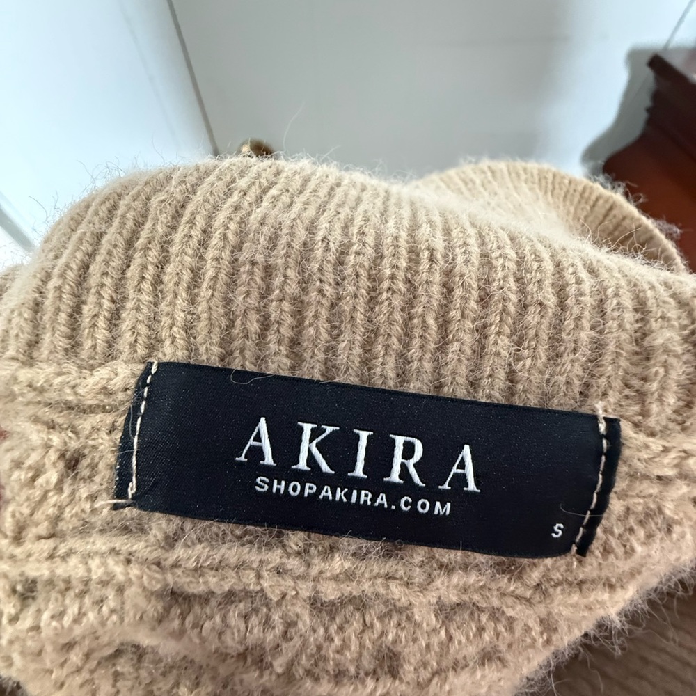 AKIRA Off Shoulder Crop Sweater with Fringe Sleeves - Picture 4 of 6